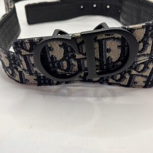 Dior CD Monogram Belt Black Canvas Leather Buckle